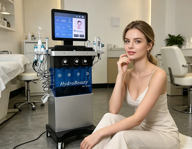 Professional hydradermabrasion facial machine in beauty spa salon