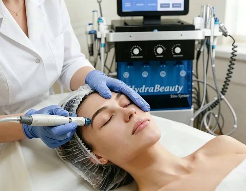 Hydradermabrasion facial treatment for quick skin brightening before events