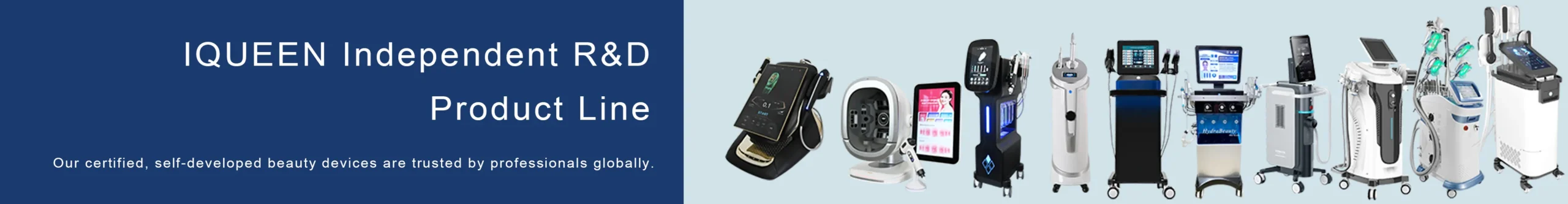 IQUEENTECH product category banner with independent R&D beauty machines