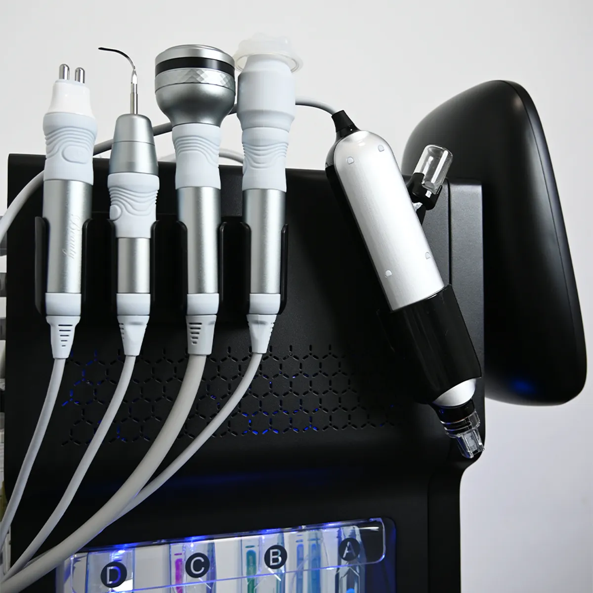 10 in 1 Hydradermabrasion Machine left handles detail, Aqua Peeling multi-functional probes