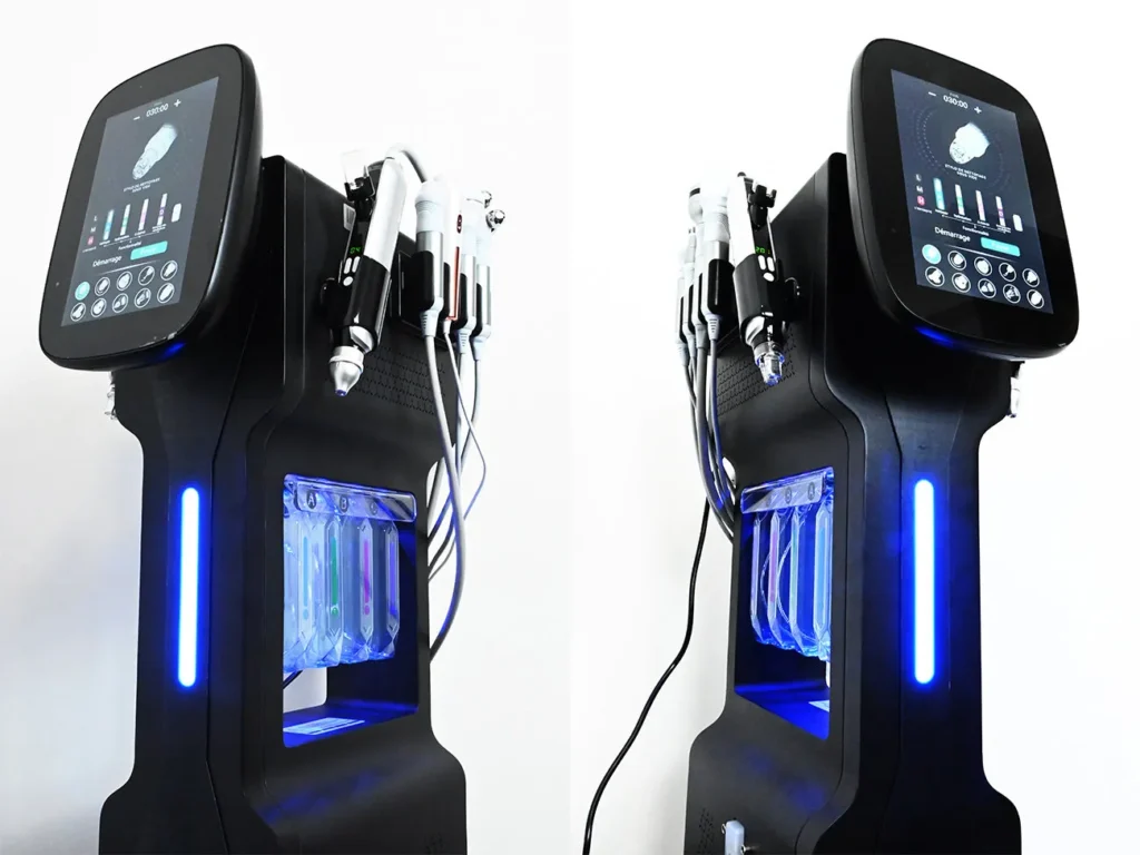 10 in 1 hydradermabrasion machine left and right side view, multifunctional professional hydradermabrasion facial machine for beauty salon