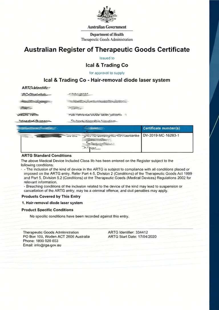 808nm diode laser hair removal machine Australian TGA certificate for iqueentec