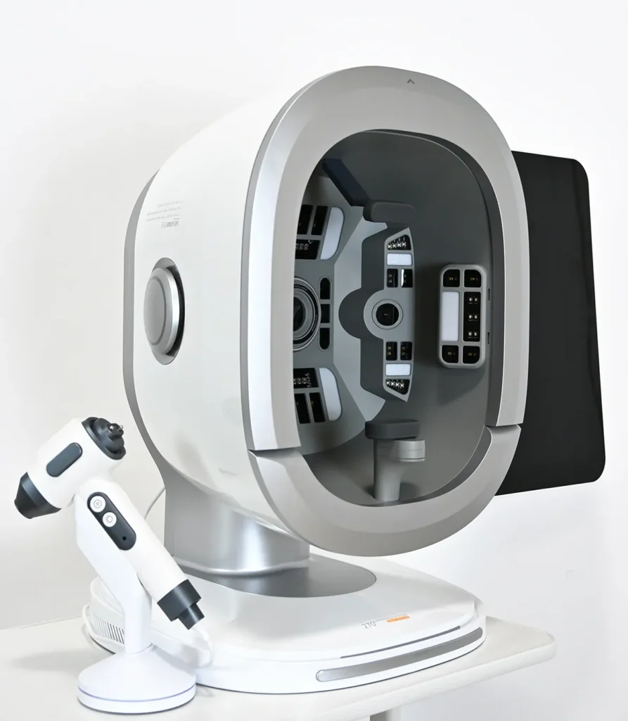 Intelligent skin analyzer machine product details view for beauty salons