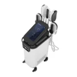 Electromagnetic Muscle Stimulation Machine top oblique view, wheeled salon body shaping device with four therapy applicators