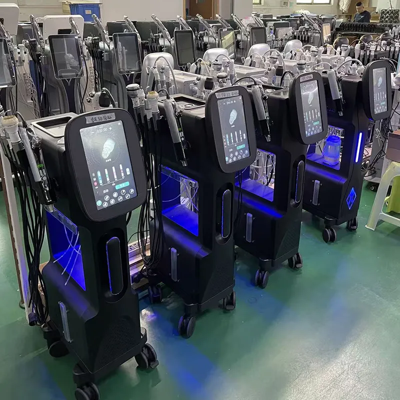 Iqueentech factory production line with multiple professional hydradermabrasion machines