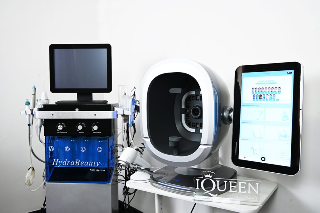 iqueentech 15-in-1 hydradermabrasion machine plus professional skin analyzer combo for personalized facial treatments