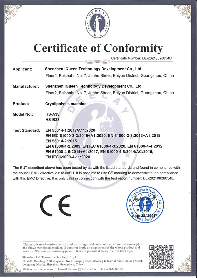 cryolipolysis slimming machine ce certificate - iqueentech
