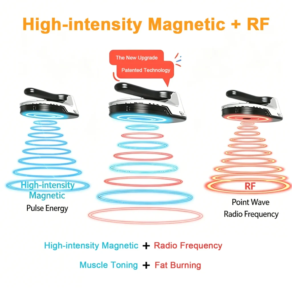MagSculpt Neo high-intensity magnetic + RF technology principle diagram