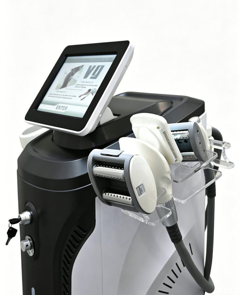 Vacuum Roller Slimming Machine with 40K Cavitation RF, Close-up Right Side Detailed View of Multifunctional Salon Beauty Equipment for Cellulite Reduction & Lymphatic Drainage