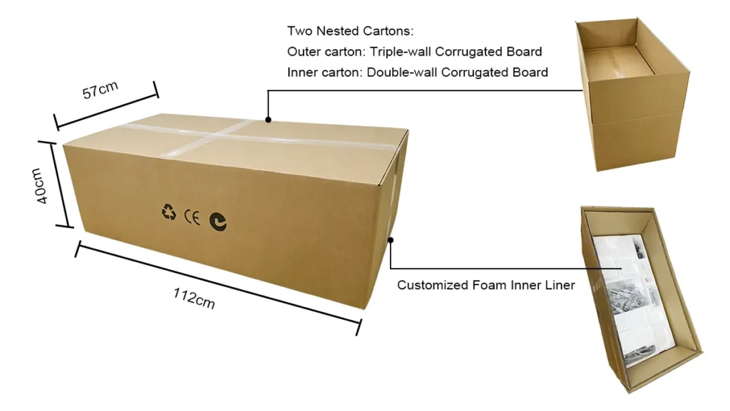 Shipping packaging of 10 in 1 hydradermabrasion machine, double nested corrugated cartons with customized foam inner liner for facial aqua peeling beauty equipment