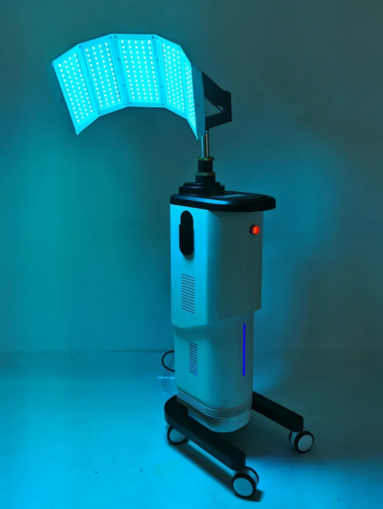 Photodynamic therapy machine with glowing cyan LED light panel, PDT cyan light salon beauty equipment for oil control and skin detox treatment