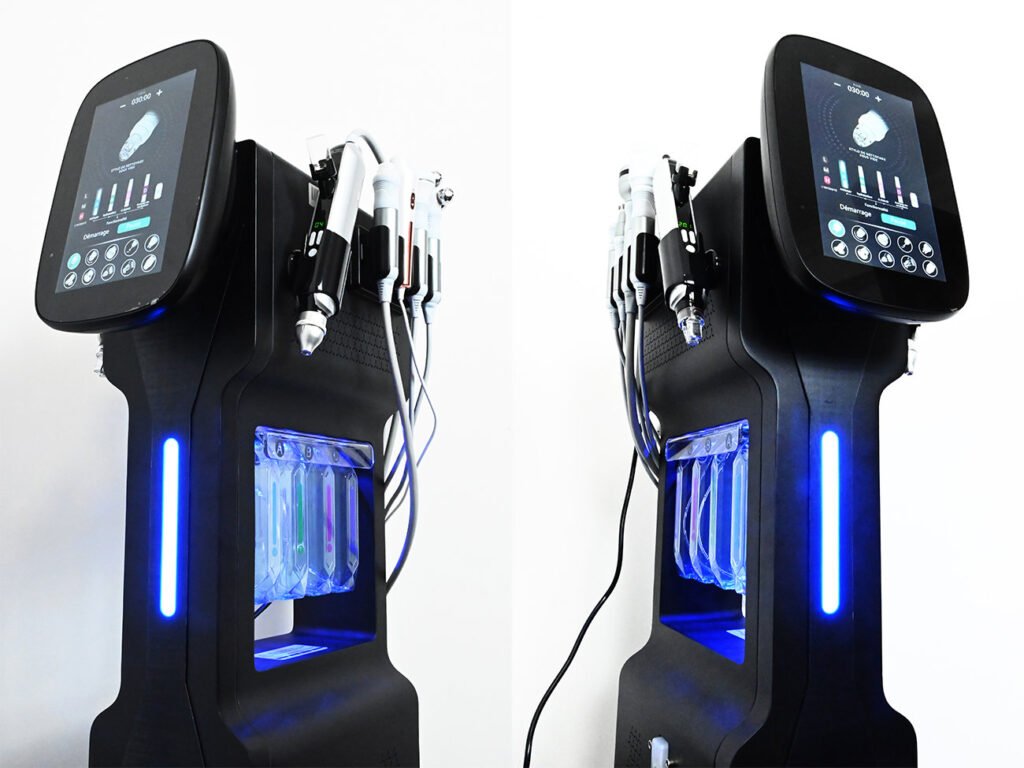 machine hydradermabrasion comparaison cote droit cote gauche appareil 10 en 1 soin visage professionnel