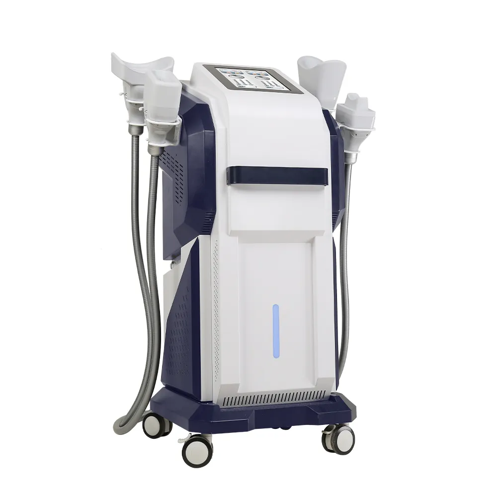 Left side view of 360 Surrounded Cryo Slimming Machine with 4 cryo handles, professional cryolipolysis fat freezing body contouring salon equipment