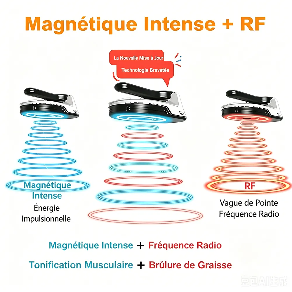 Machine Amincissante schéma principe magnétisme intensif et radiofréquence