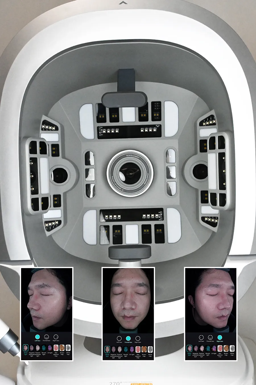Prise de vue 3D Analyseur de peau intelligent par IA diagnostic cutané multi-spectres