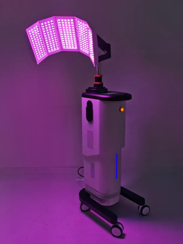Photodynamic therapy machine with glowing purple LED light panel, PDT purple light salon beauty equipment for anti-aging and skin metabolism boosting