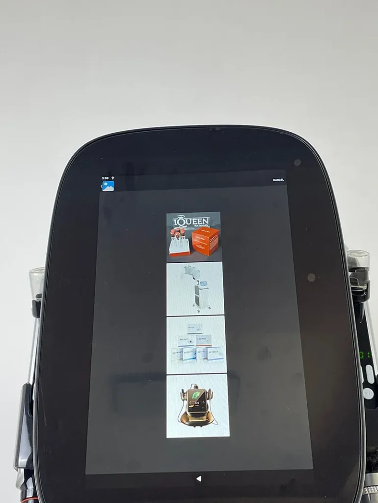 Répéter les opérations précédentes pour copier toutes les images des produits recommandés nécessaires dans la mémoire de l’appareil hydro dermabrasion