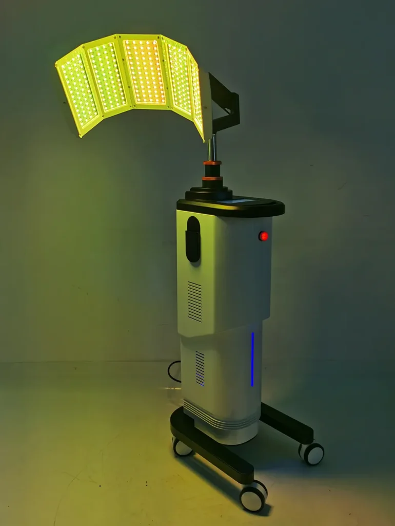 Appareil luminothérapie 7 couleurs photodynamique panneau LED lumière jaune active équipement esthétique sur roulettes