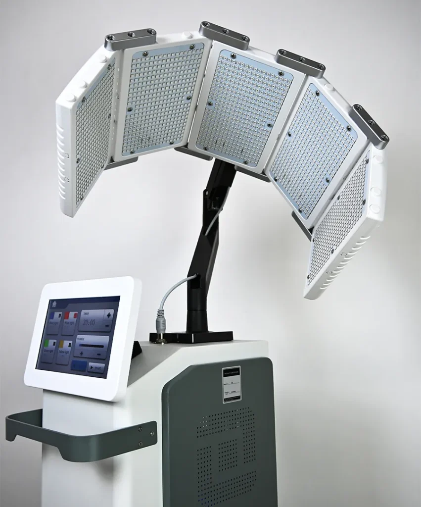 Appareil Luminothérapie Visage professionnel 5 panneaux LED 1830 puces, machine photothérapie visage multi-longueurs d’ondes pour institut de beauté