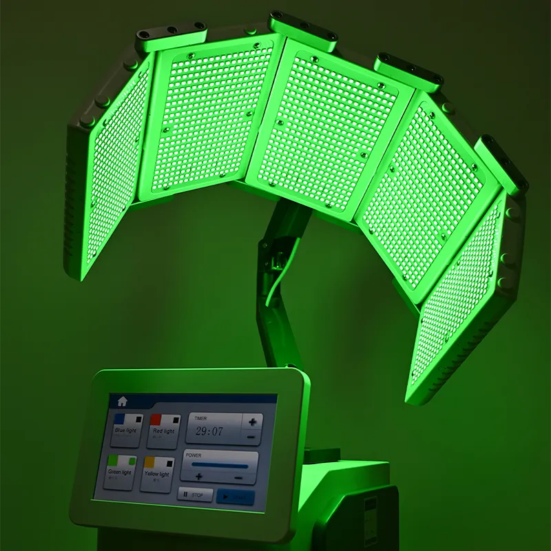 LED Light Therapy Machine with green LED panel, PDT photodynamic skin balancing device for fading pigment spots and soothing sensitive facial skin