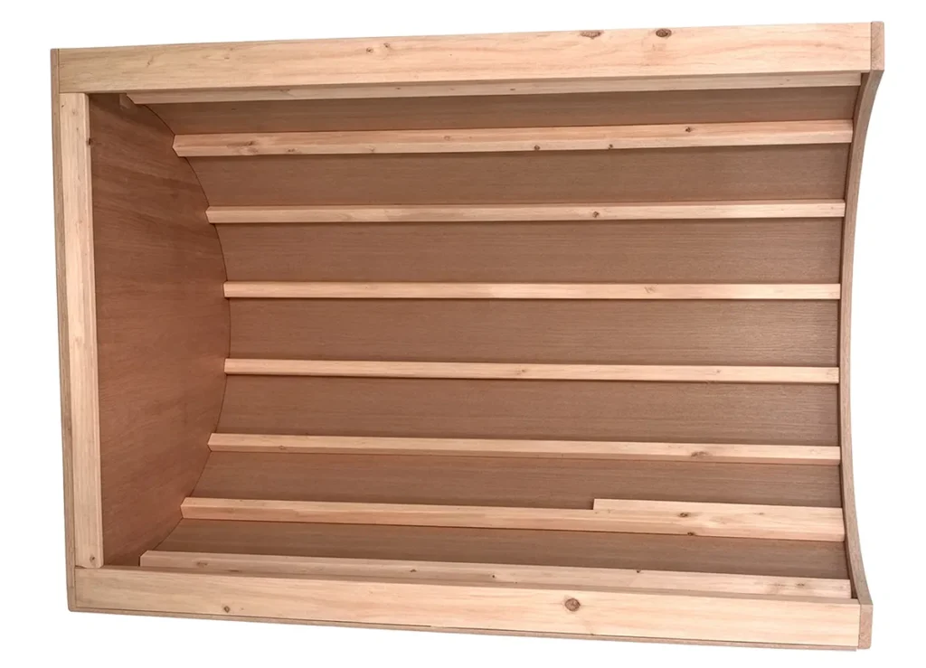 Solid natural solid wood support frame structure for infrared sauna dome, sturdy curved wooden skeleton shell base