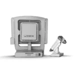 Back‑view of AI intelligent hair and scalp analysis machine, rear side of professional scalp follicle detector for beauty salon