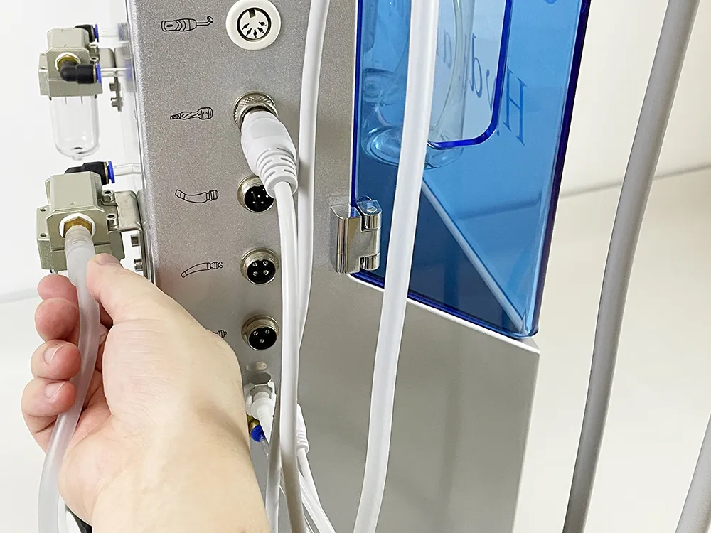 Appareil Hydrodermabrasion Multifonctionnelle 15 en 1, branchement du stylo à vide, raccordement de la poignée d'aspiration pour extraction des points noirs