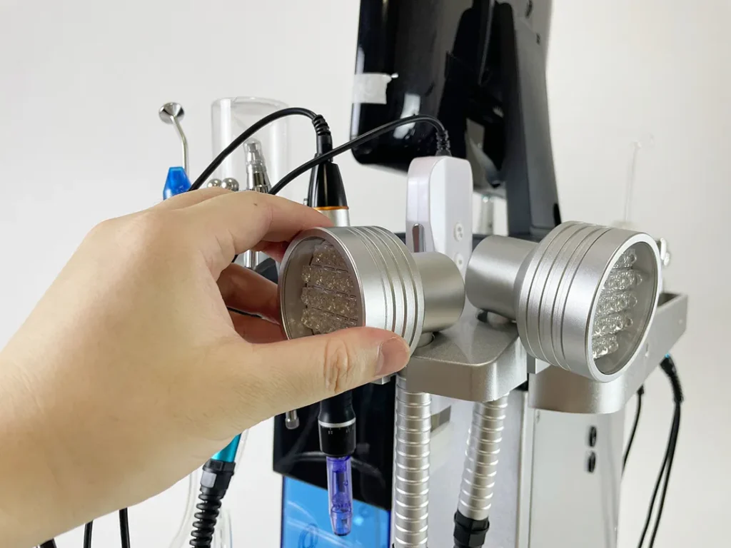 Install PDT LED handle for 15 in 1 Hydradermabrasion Machine
