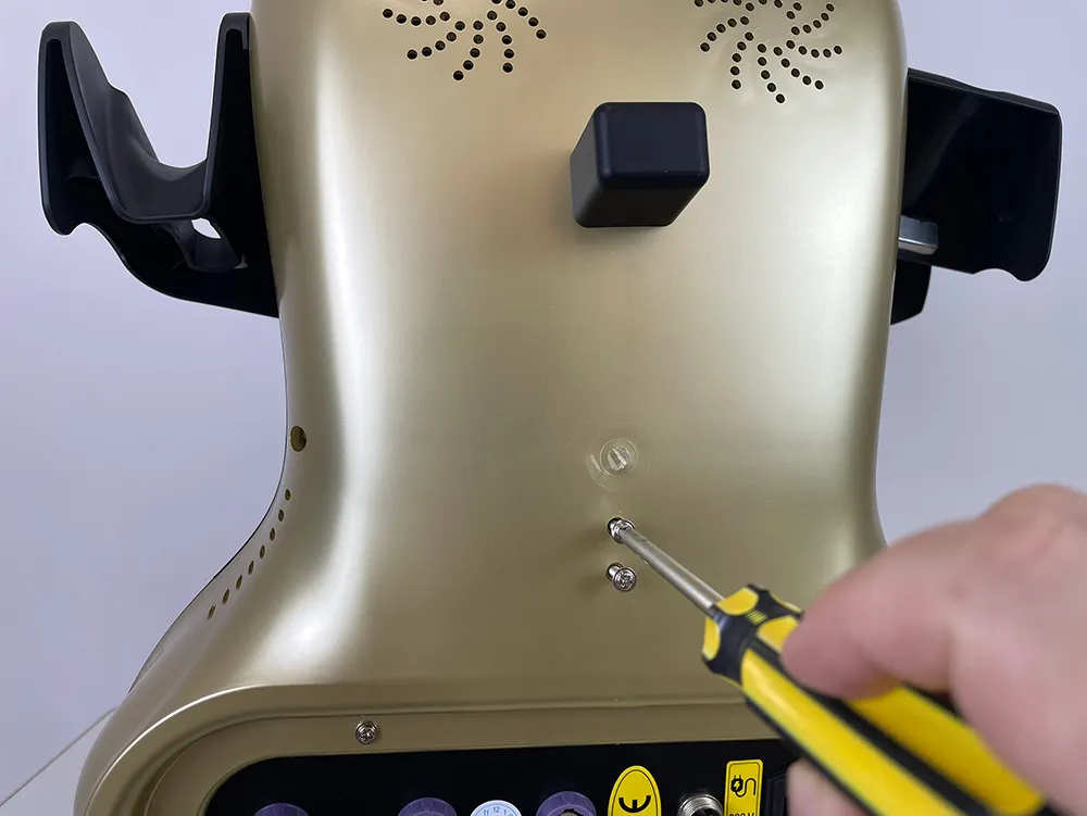 Remove the fixing screws on 25D 360 MAX HIFU machine for maintenance