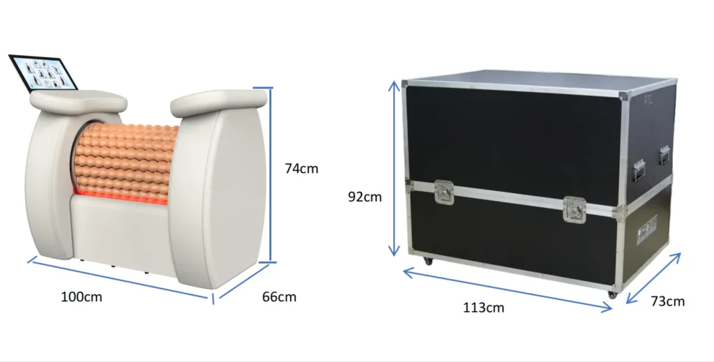 Lymphatic Body Roller Machine and its heavy-duty flight case packaging for salon beauty equipment transport