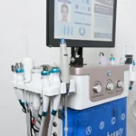 15 in 1 Hydrodermabrasion Facial Machine close-up view of left side treatment handles, multifunctional hydrafacial salon equipment