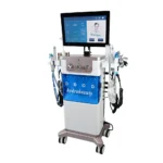 1. 15 in 1 Hydrodermabrasion Facial Machine right side view, multifunctional hydrafacial beauty machine with multiple handles for professional salon skincare