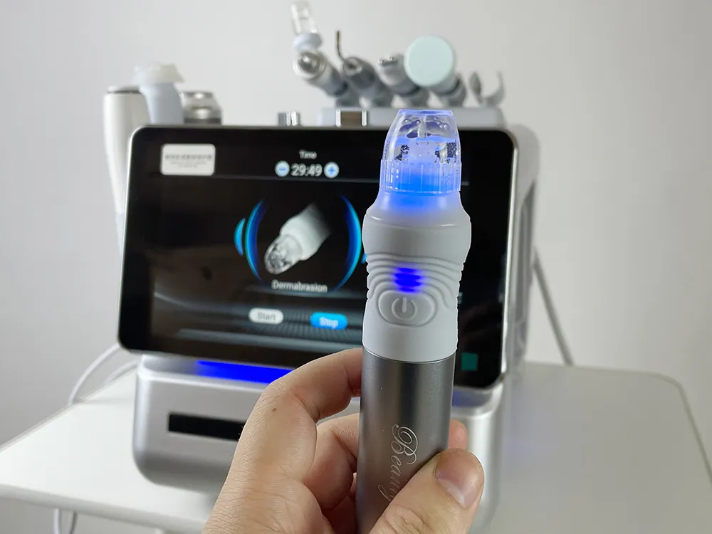 portable hydro dermabrasion machine smart ice blue pro start handpiece cleaning, hydrofacial machine post-treatment cleaning operation